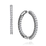 עגילי חישוק משובצים יהלומים זהב לבן